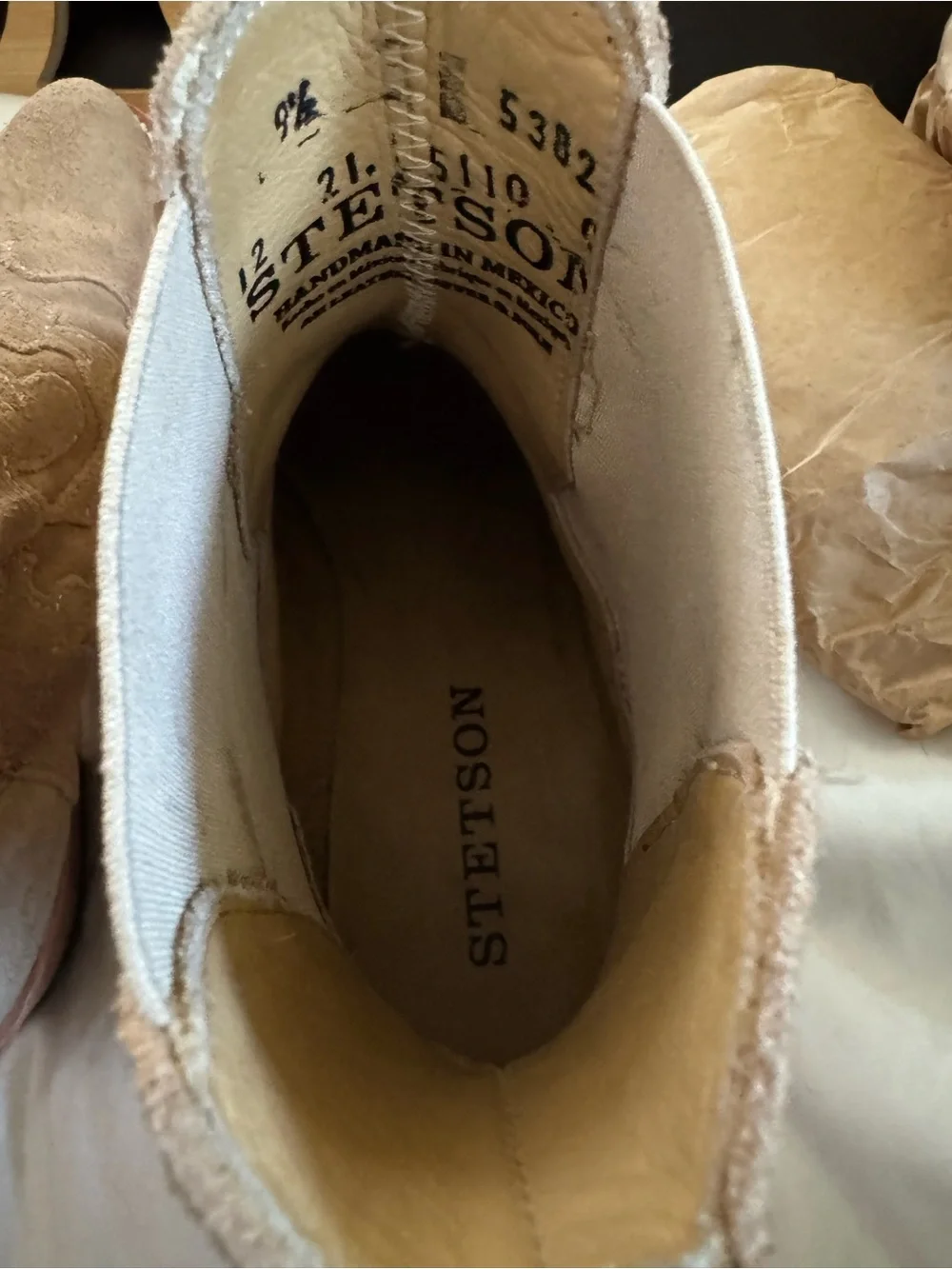 Stetson Taupe Suede Western Chelsea Ankle Boots